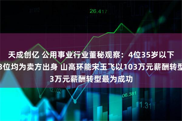 天成创亿 公用事业行业董秘观察：4位35岁以下的董秘中3位均为卖方出身 山高环能宋玉飞以103万元薪酬转型最为成功