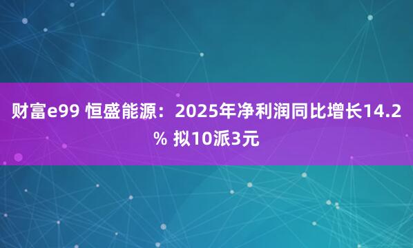 财富e99 恒盛能源:2025年净利润同比增长14.2% 拟10派3元